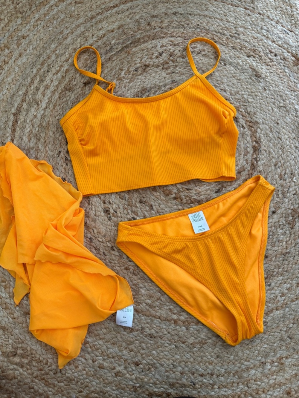 Target Ribbed Orange Bikini Set with Matching Wrap Size S